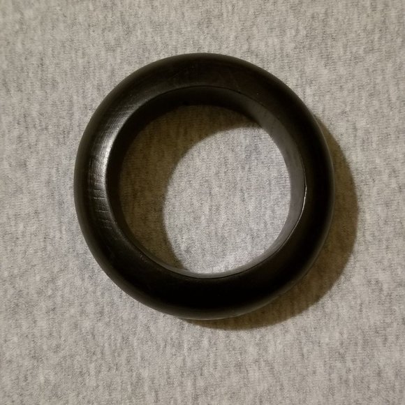 Black ebony wood, wide, thick, heavy, strong bangle bracelet, vintage, handmade - Picture 5 of 10